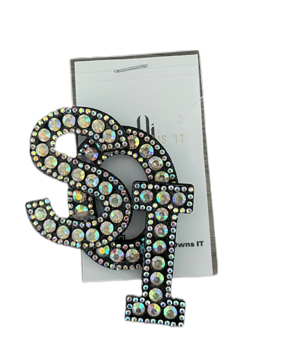 SOI Black & Colored Rhinestone Brooch