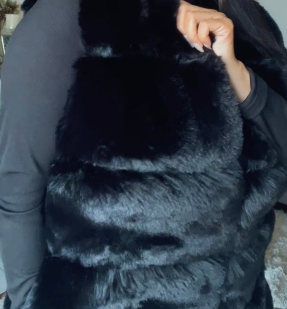 Black Faux Fur Vest