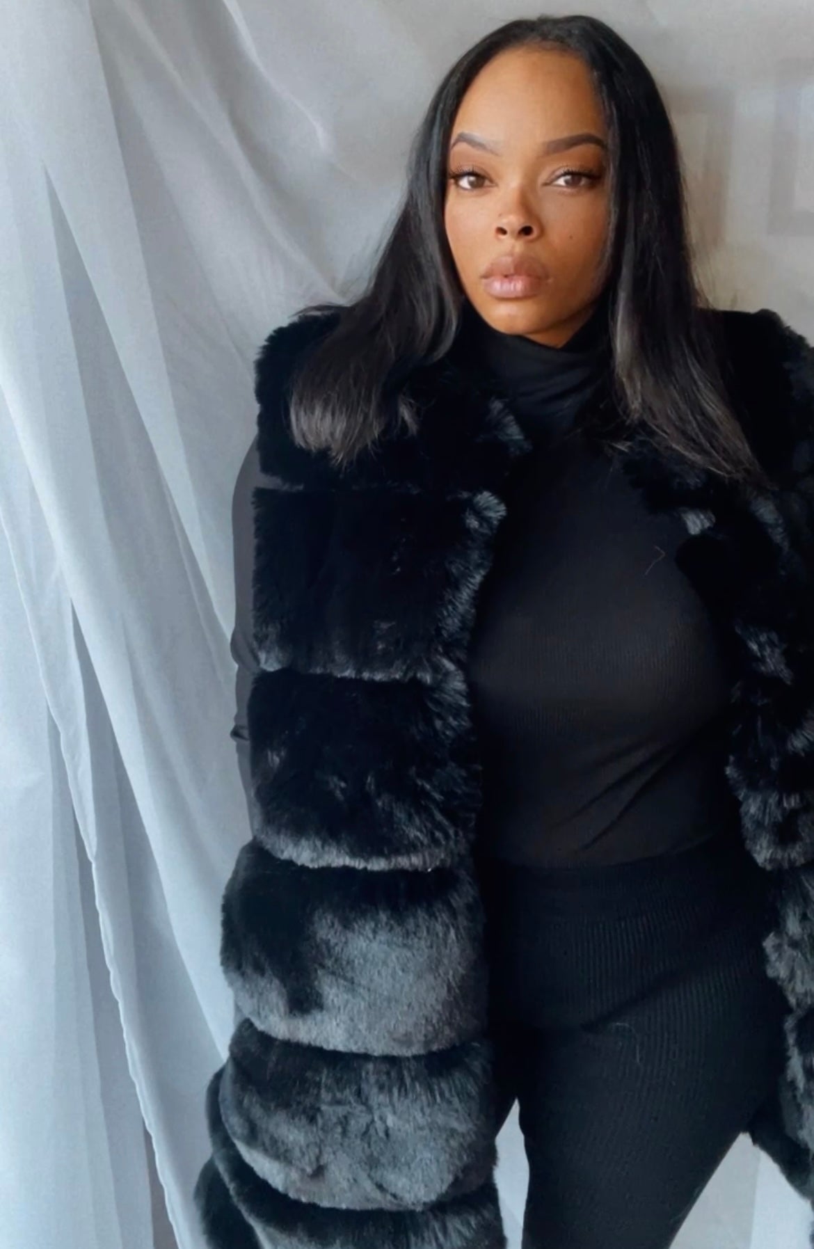 Black Faux Fur Vest