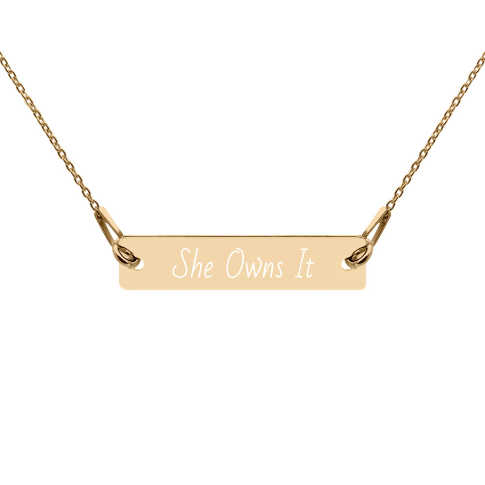 SOI Engraved Bar Chain Necklace (variety)