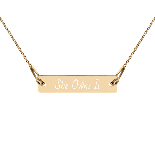 SOI Engraved Bar Chain Necklace (variety)